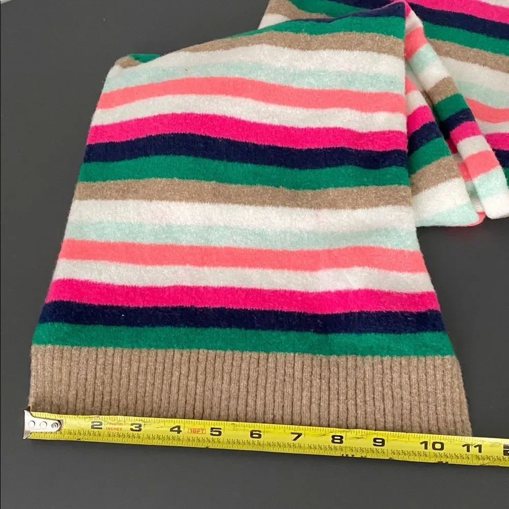 J. Crew Factory Extra Soft Yarn Striped Scarf Long Multicolor Colorful Preppy